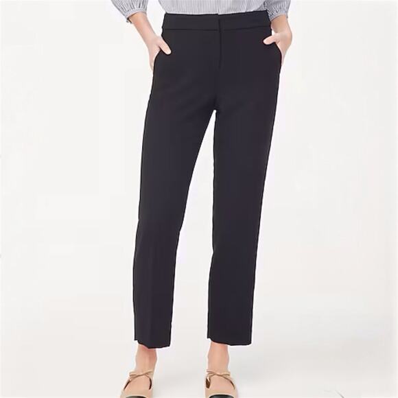 J.Crew Factory Crepe Straight Leg Cropped Pant Office RTO Date CG401 Black T4 - Picture 1 of 14